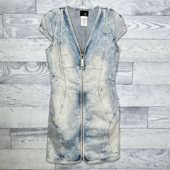 Just Cavalli Acid Wash Denim Dress - Picture 1 of 9